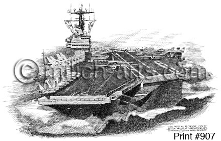 432x277 Uss T. Roosevelt Aircraft Carrier Cvn 71 ( 907) Aviation Art Of - Aircraft Carrier Sketch