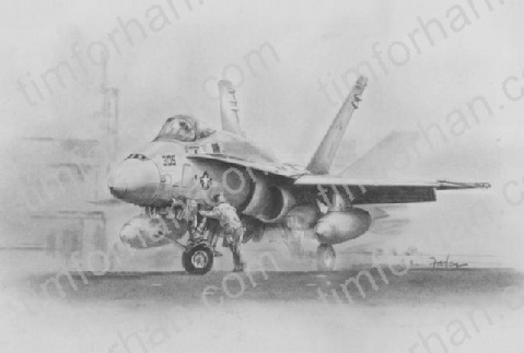 479x323 F 18 Ready One - Aircraft Pencil Sketch