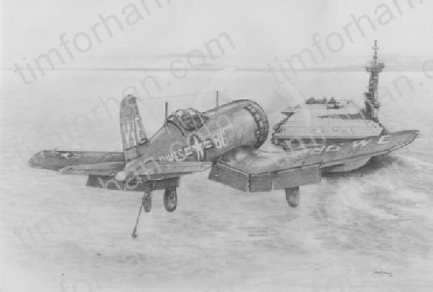 479x323 F4u 1d Carrier Landing - Aircraft Pencil Sketch
