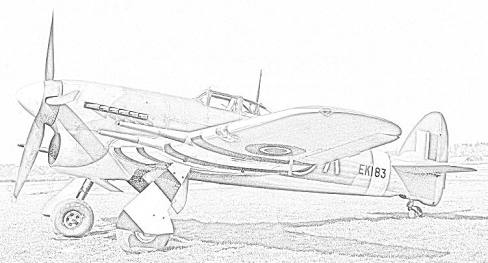 488x263 Hawker Typhoon Digital Art - Aircraft Pencil Sketch