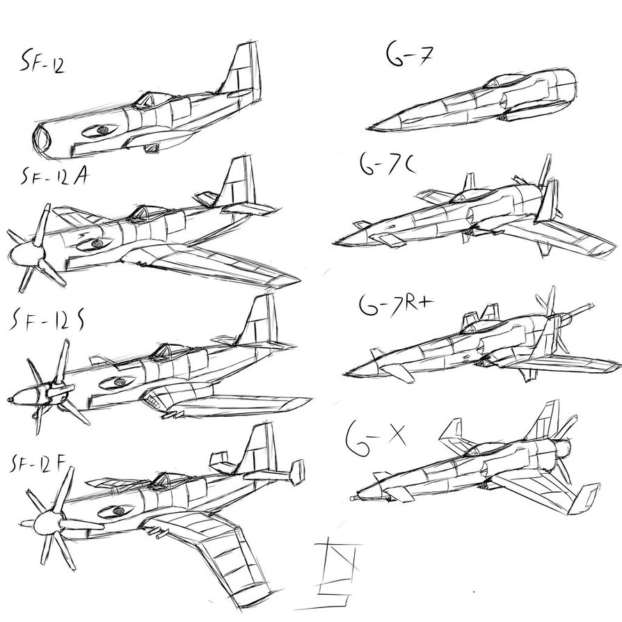 894x894 Sf 12 And G 7 Aircraft Sketch By Tysavarin - Aircraft Sketch