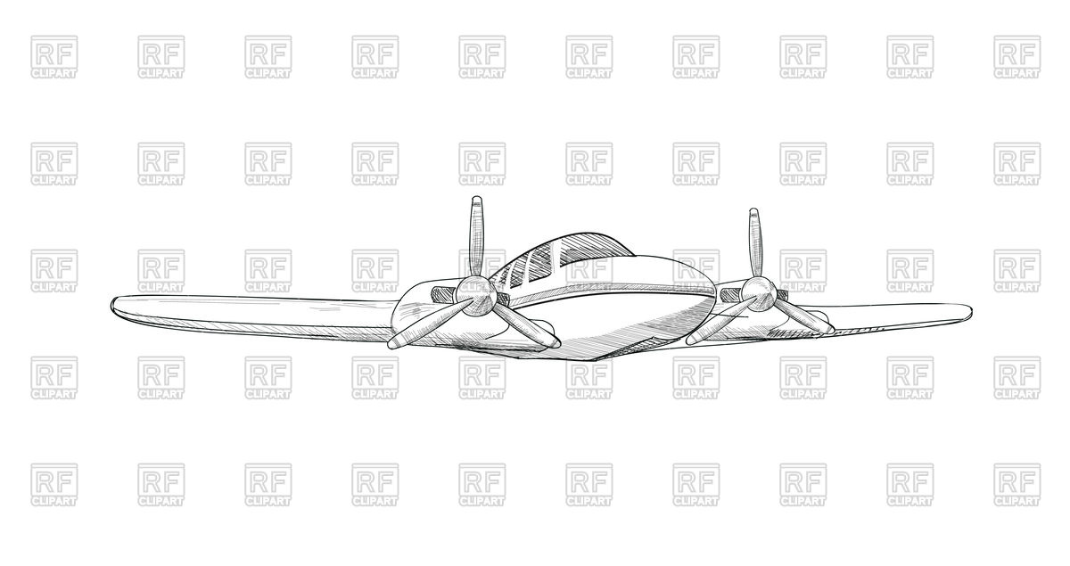 1200x635 Airplane Sketch Vector Image Vector Artwork Of Transportation - Airplane Sketch