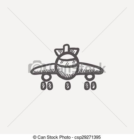 450x470 Airplane Sketch Icon For Web And Mobile. Hand Drawn Vector Dark - Airplane Sketch