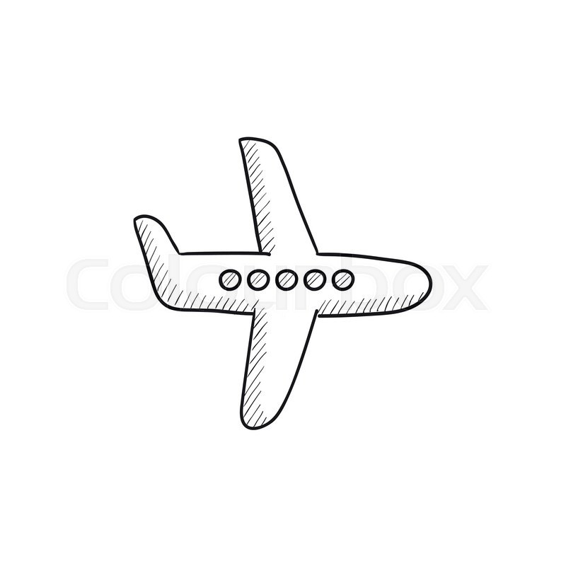 800x800 Flying Airplane Vector Sketch Icon Isolated On Background. Hand - Airplane Sketch