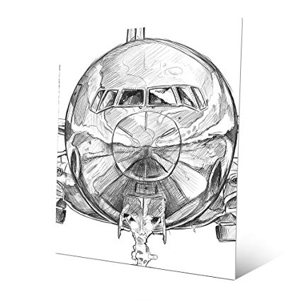 425x425 Triptych Center Jet Plane Fuselage Airplane Sketch - Airplane Sketch Images