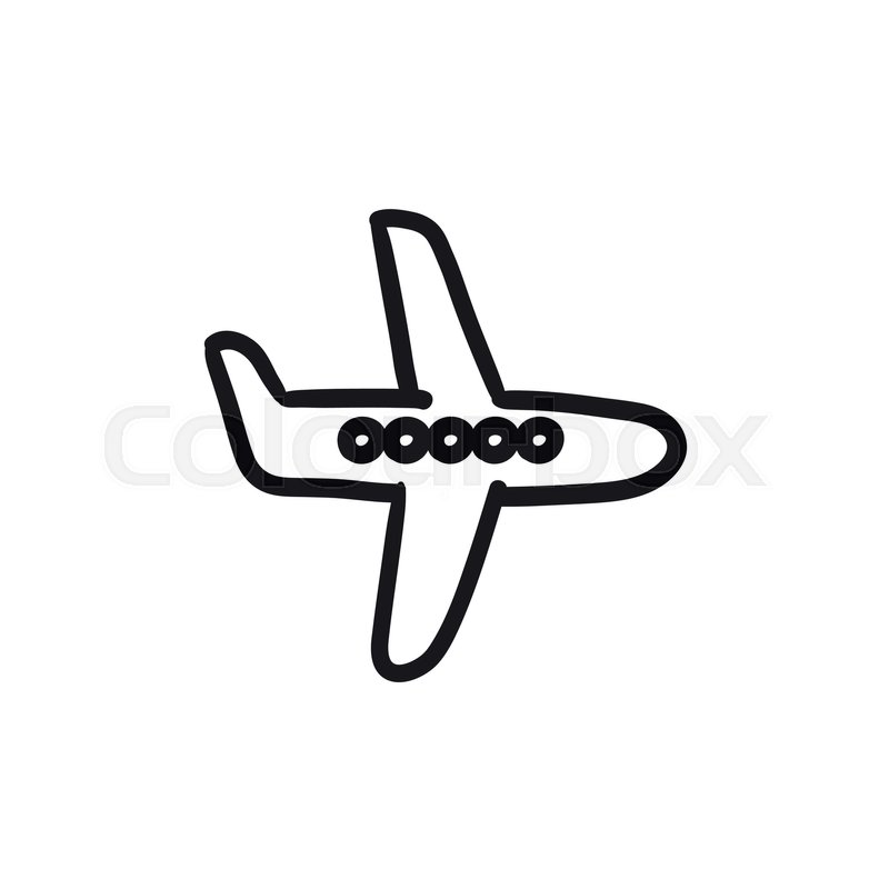 800x800 Flying Airplane Vector Sketch Icon Isolated On Background. Hand - Airplane Sketch Images