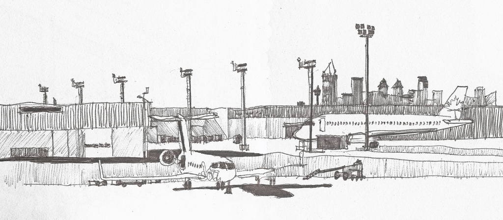 1024x448 All Sizes Calgary Airport Sketch - Airport Sketch