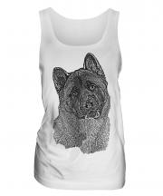 180x216 American Akita Sketch Ladies Vest - Akita Sketch