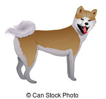 209x194 Vector Sketch Akita Inu Japanese Dog Smiles. Color Sketch, Closeup - Akita Sketch