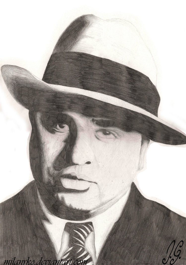 750x1064 Al Capone Pencil Drawing By Milanrko - Al Capone Sketch