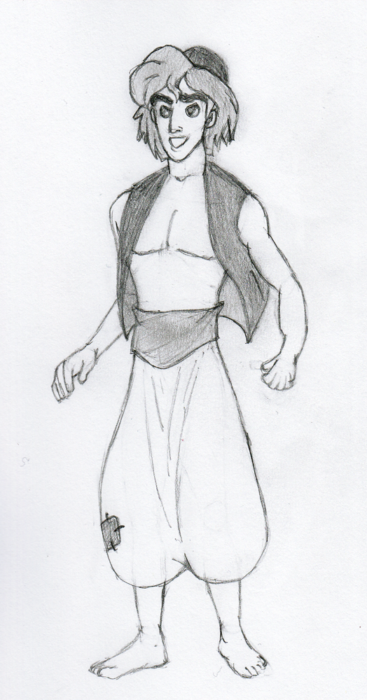 524x1000 Aladdin Standing Pose Sketch By Lejimster - Aladdin Sketch