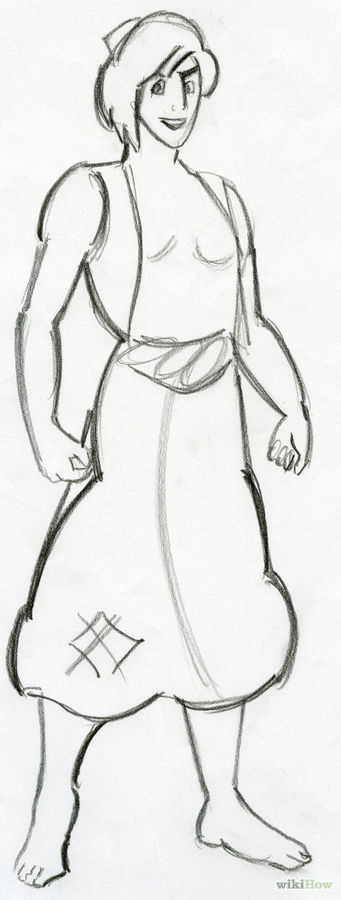 341x900 How To Draw Aladdin 7 Steps (With Pictures) - Aladdin Sketch