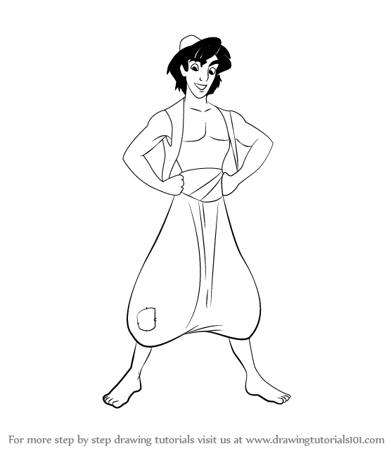 556x658 Learn How To Draw Aladdin From Aladdin Cartoon (Aladdin) Step By - Aladdin Sketch