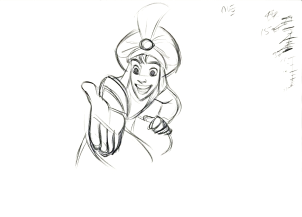 604x434 Walt Disney Characters Images Walt Disney Sketches - Aladdin Sketch