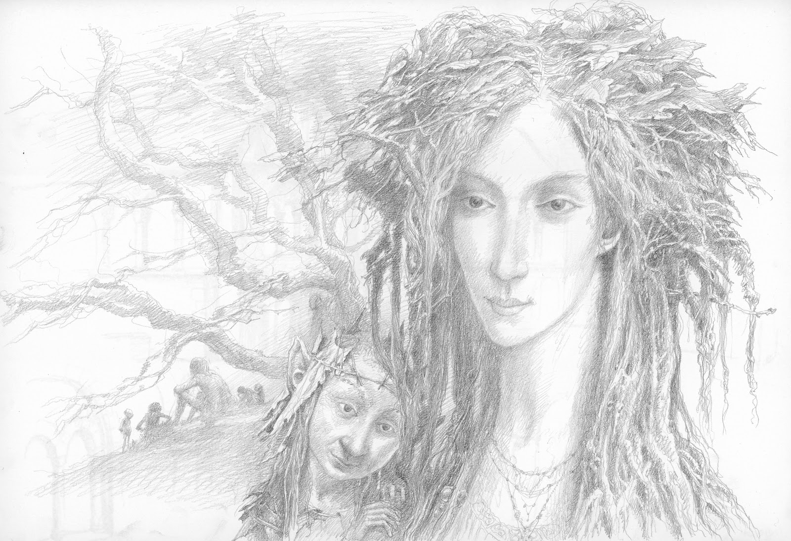 1600x1095 World Fantasy Convention 2013 - Alan Lee Sketches