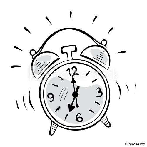 500x500 Alarm Clock Graphic Vector Illustration, Sketch - Alarm Clock Sketch