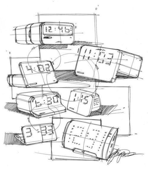 500x569 Industrial Design Sketching - Alarm Clock Sketch