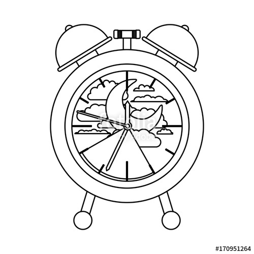 500x500 Alarm Clock With Night Moon Landscape Inside Decorative Sketch - Alarm Clock Sketch
