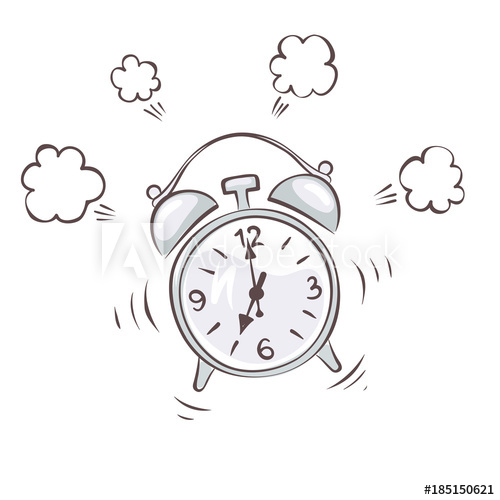 500x500 Alarm Clock Funny Graphic Vector Illustration, Sketch - Alarm Clock Sketch