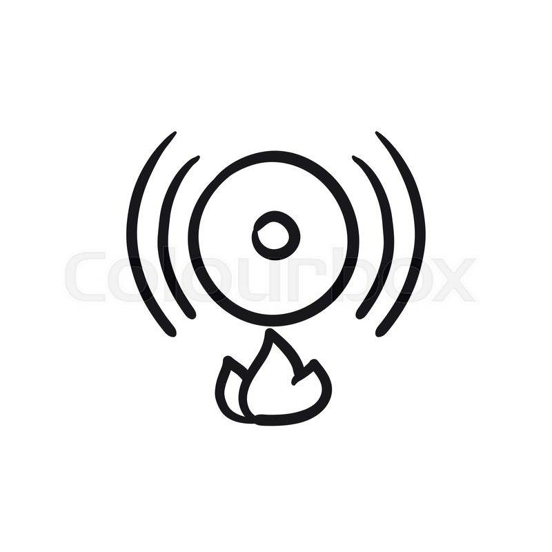 800x800 Fire Alarm Vector Sketch Icon Isolated On Background. Hand Drawn - Alarm Sketch