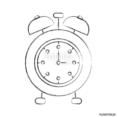 500x500 Sketch Blurred Silhouette Image Alarm Clock Vector Illustration - Alarm Sketch
