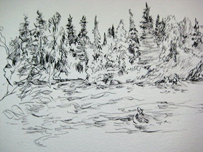 400x300 Alaska Sketch Bear Creek Diane Leeper - Alaska Sketch