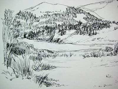 400x300 Alaska Sketch Panorama Of Lake (Left) Diane Leeper - Alaska Sketch