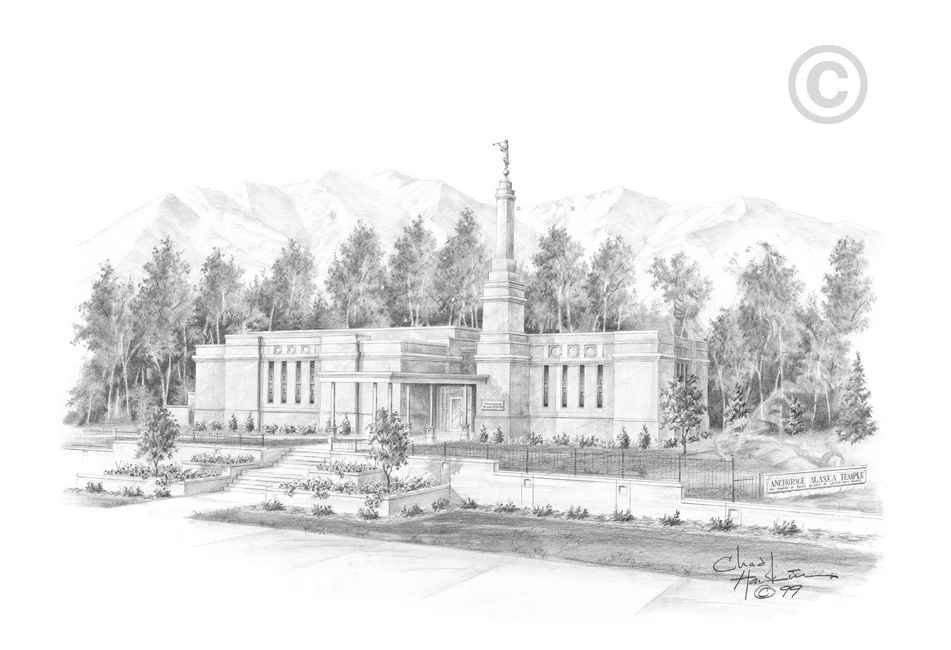 951x650 Anchorage Alaska Temple - Alaska Sketch
