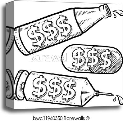 396x390 Canvas Print Of Cost Of Drugs And Alcohol Sketch Barewalls - Alcohol Sketch