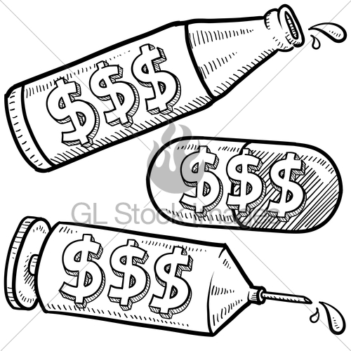 500x500 The Cost Of Drugs And Alcohol Sketch Gl Stock Images - Alcohol Sketch