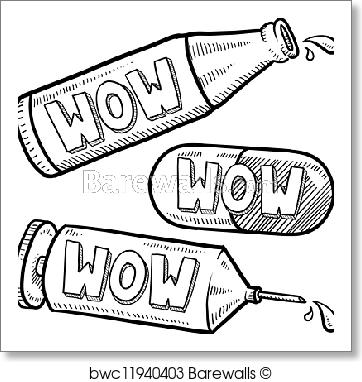 362x382 Art Print Of Wow Drugs And Alcohol Sketch Barewalls Posters - Alcohol Sketch