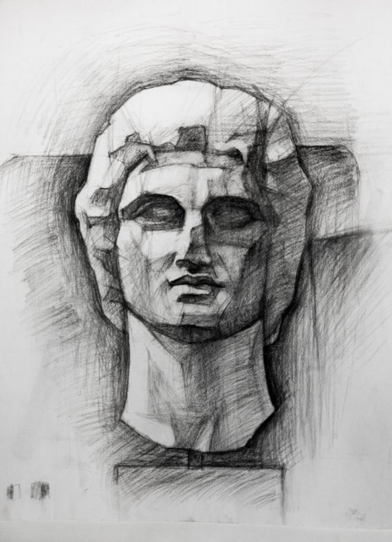 570x789 Alexander The Great Charcoal Sketch Study Original Drawing On Etsy - Alexander The Great Sketch