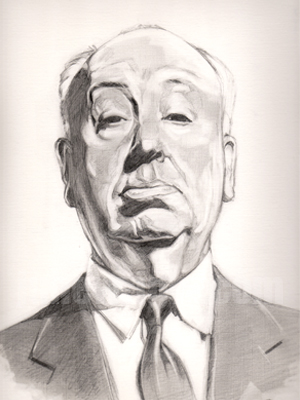 300x400 Pencil Artist Of The Week June Wright - Alfred Hitchcock Sketch