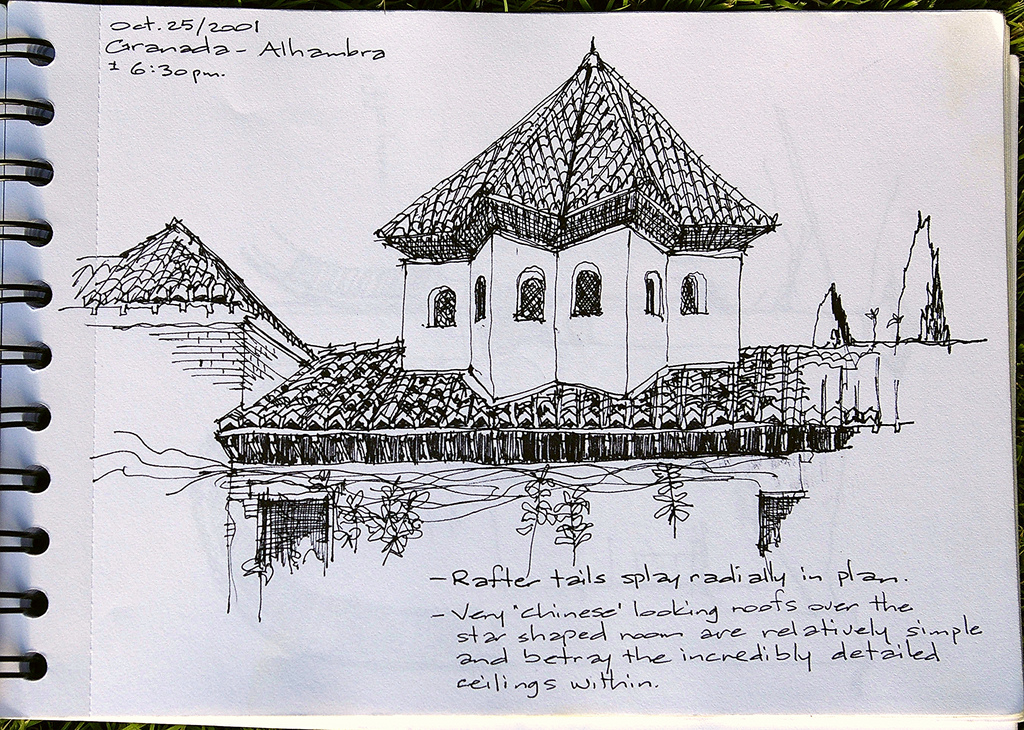 1024x730 Alhambra Roof A Simple Roof Sketch. The Interior Space - Alhambra Sketch