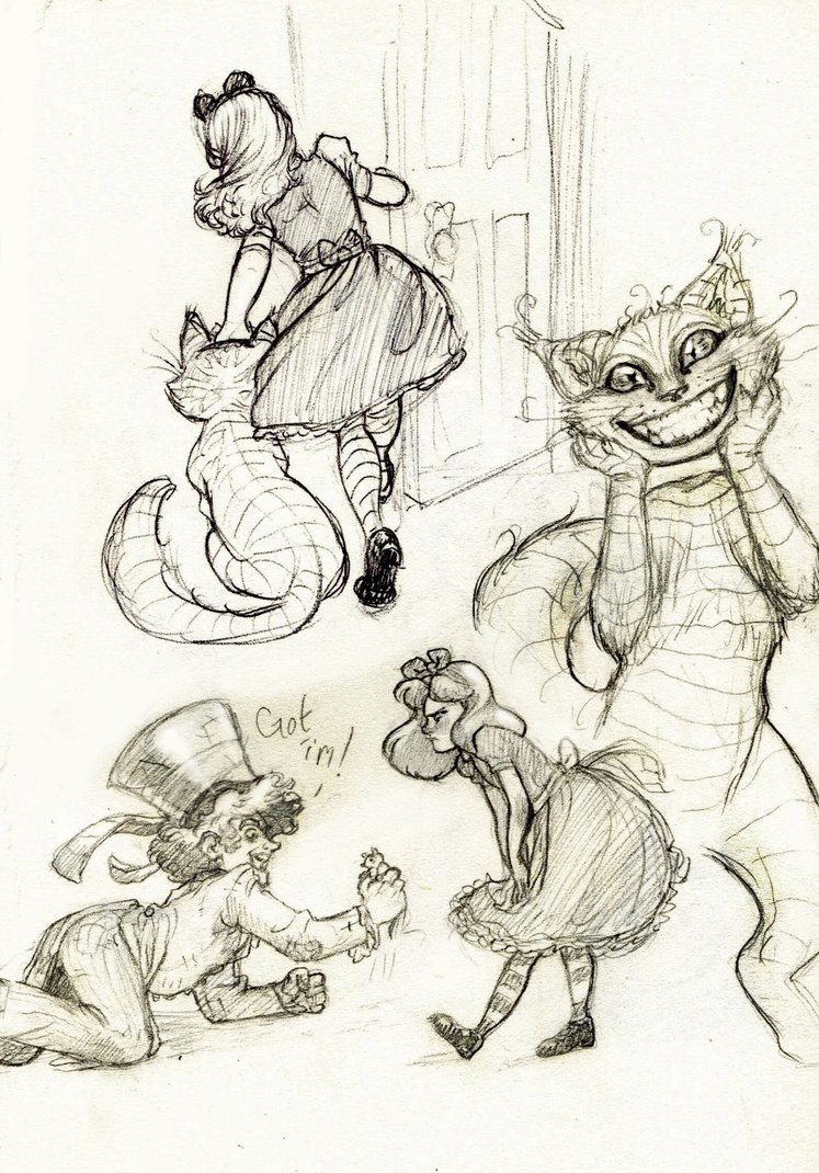747x1070 Alice In Wonderland Sketches By Alexandriamonik - Alice And Wonderland Sketches