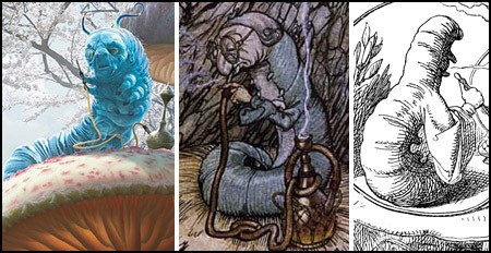 450x232 Alice In Wonderland Creature Battle White Rabbits, Cheshire Cats - Alice In Wonderland Caterpillar Sketch