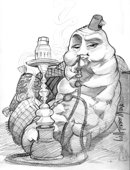 550x720 Caterpillar The Art Of Will Terrell - Alice In Wonderland Caterpillar Sketch