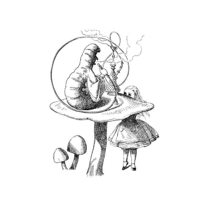 690x690 Classic Vintage Alice In By Wilsongraphicsprintables On Zibbet - Alice In Wonderland Caterpillar Sketch