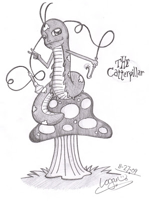 297x400 Innocent Nonsense...in A Sense The Caterpillar And The White Queen - Alice In Wonderland Caterpillar Sketch