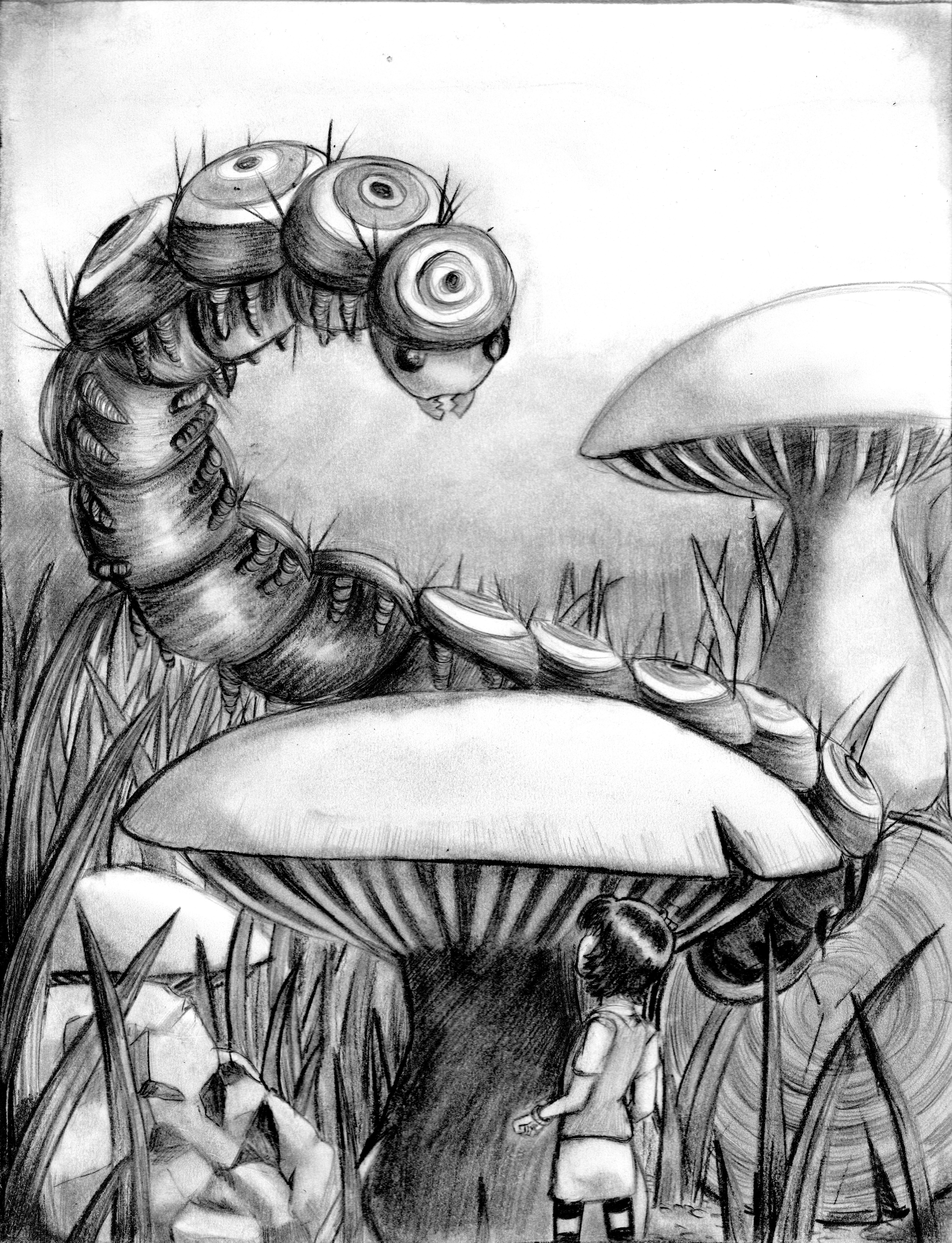 5017x6548 Sketch Of A Scene From Alice In Wonderland Lizzy.m Concept Art - Alice In Wonderland Sketches
