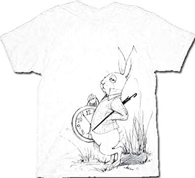 385x351 Alice In Wonderland White Rabbit Sketch Mens White T - Alice Sketch