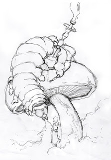 223x320 Smoking Caterpillar Sketch For Alice In - Alice Sketch