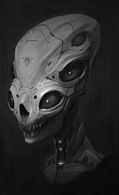 400x658 Alien Head By Alexnegrea - Alien Head Sketch