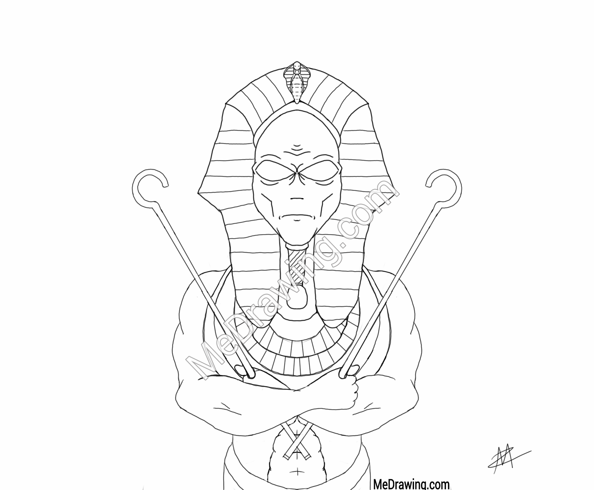 1911x1576 Alien Pharaoh Sketch - Alien Head Sketch