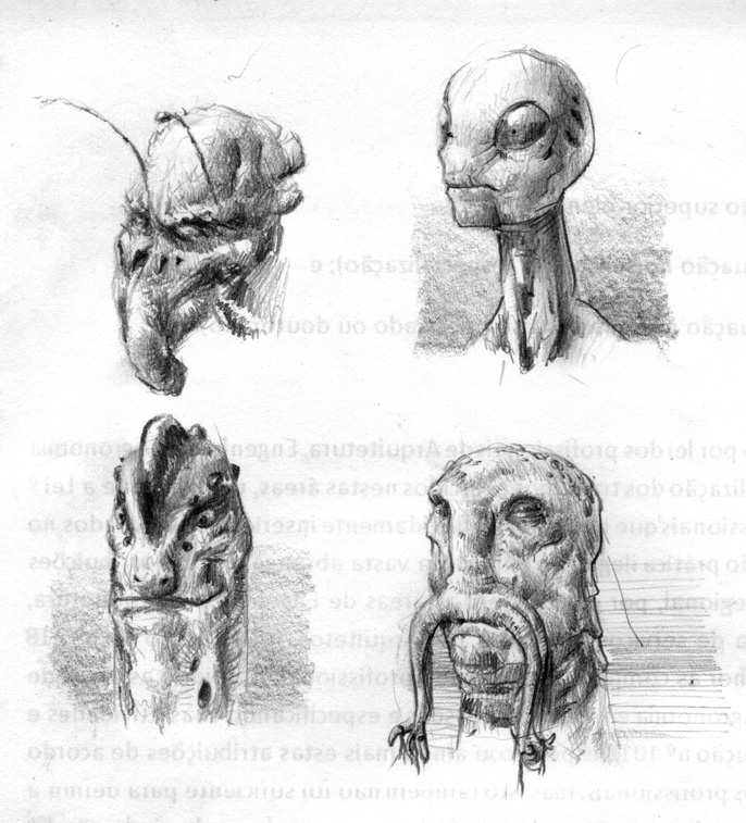 686x757 Alien Head Sketches - Alien Head Sketch
