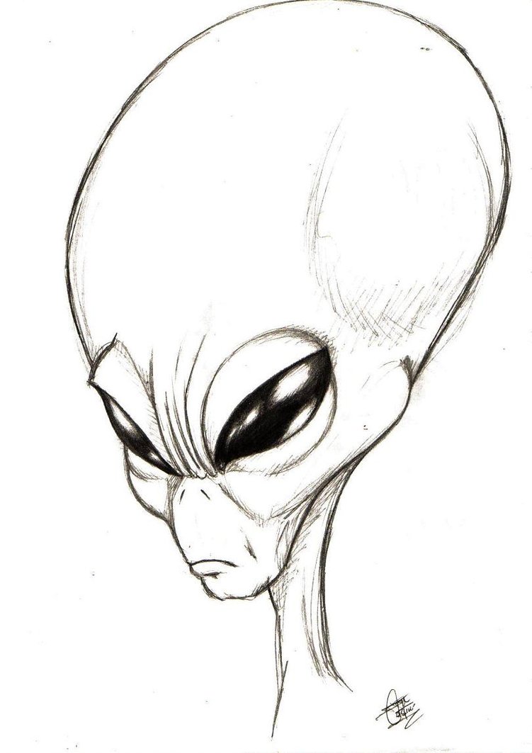 751x1063 Alien Profile By Ironmaiden720 - Alien Head Sketch.