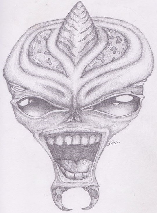 Alien Head Sketch at PaintingValley.com | Explore collection of Alien ...