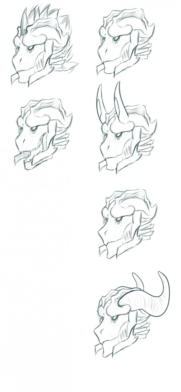 591x1280 Co Op Drawing] Alien Head Concepts By Azureparagon - Alien Head Sketch