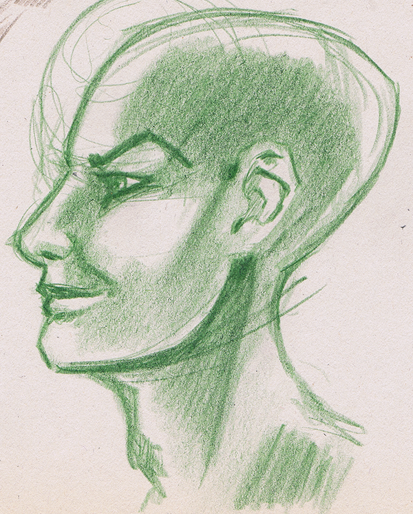 600x746 Alien Head Sketch By Rockhardpicard - Alien Head Sketch