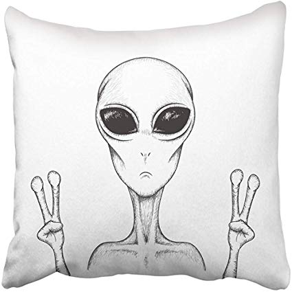425x425 Throw Pillow Cover Square 18x18 Inches Sketch Alien - Alien Sketch